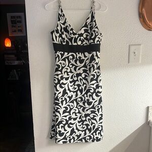 Ann Taylor Black and White Sheath Midi Dress